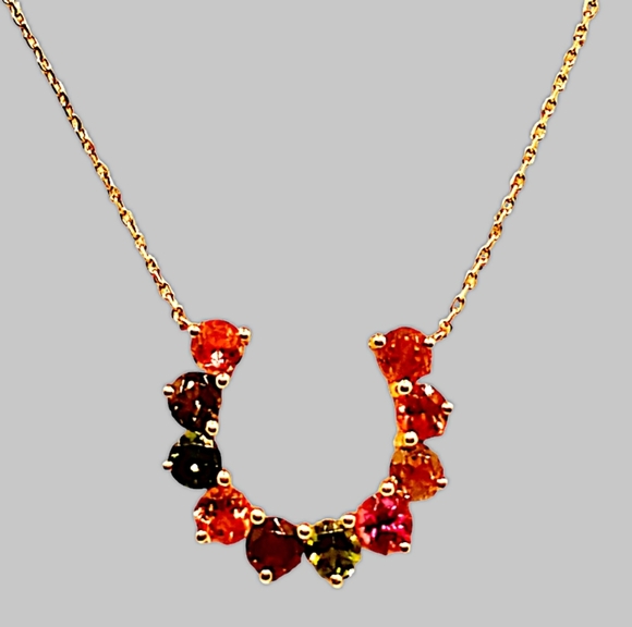 Effy 14K Rose Gold 2.35 ctw Multi-Tourmaline Horseshoe Necklace - Picture 1 of 6